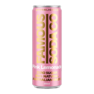 famous soda co pink lemonade can