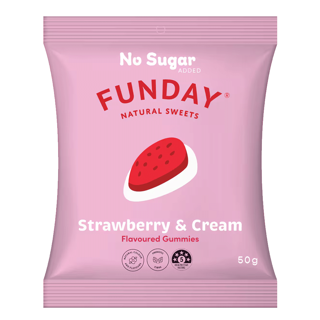 No Sugar added Strawberry and Cream flavoured Gummies